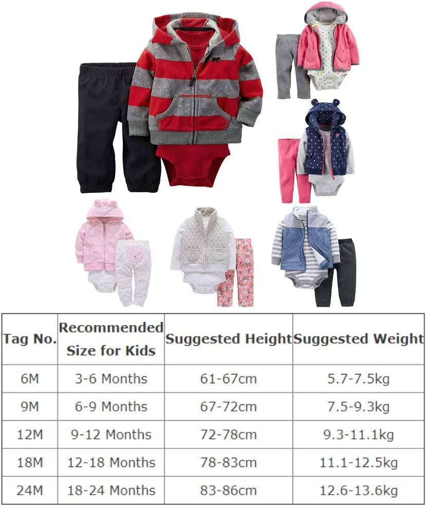 Infant Toddler Boy Girl Winter Fall Warm Clothes Outfit Romper Coat Pants Set